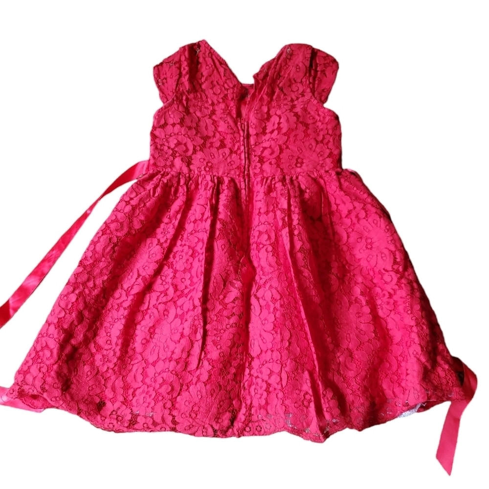 Rare Editions Lace Red Dress Size 5T - Picture 3 of 10